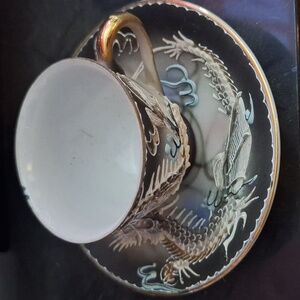 Vintage Japanese HandPainted Moriage Dragon WareTea Cup and Sauer